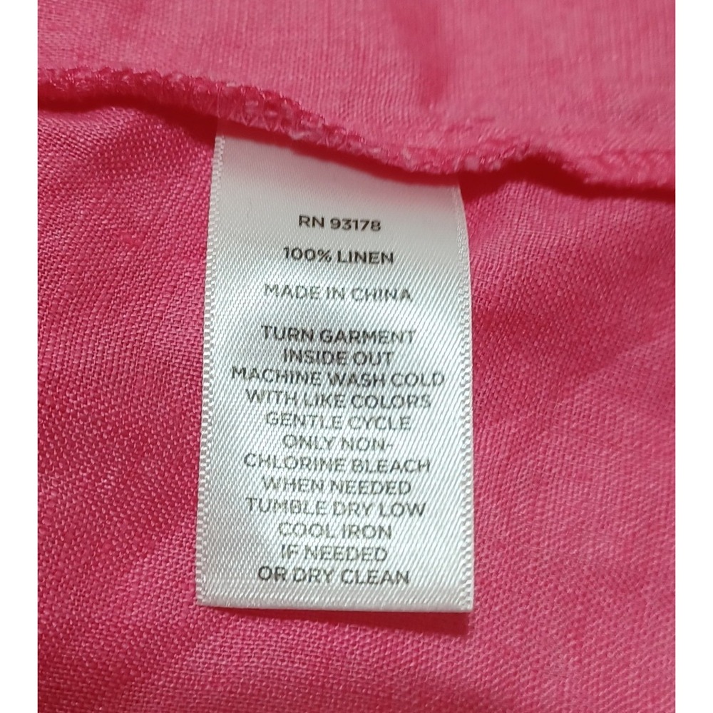Magaschoni Womens XS Pink Shirt 100% Linen Roll Tab Sleeve Resort Vacation‎ Luxe - Picture 4 of 6